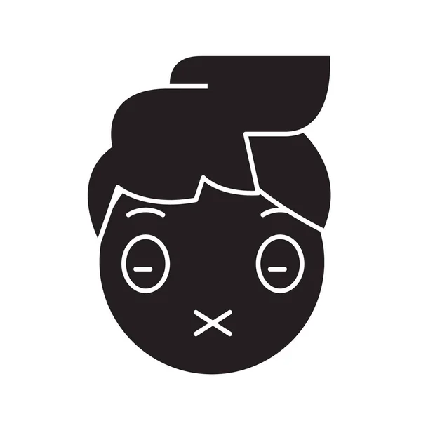 Reißverschluss-Mund-Emoji schwarzes Vektorkonzept-Symbol. Reißverschluss-Mund-Emoji flache Abbildung, Zeichen — Stockvektor
