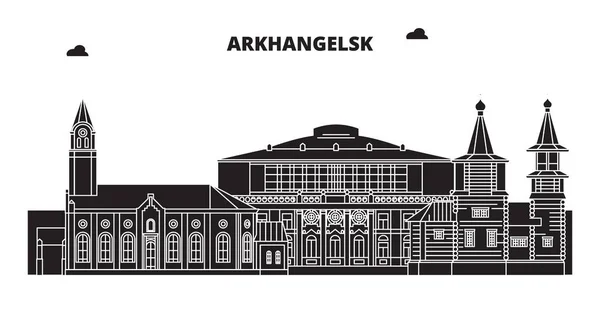 Russia, Arkhangelsk. City skyline: architecture, buildings, streets, silhouette, landscape, panorama. Flat line, vector illustration. Russia, Arkhangelsk outline design. — Stock Vector