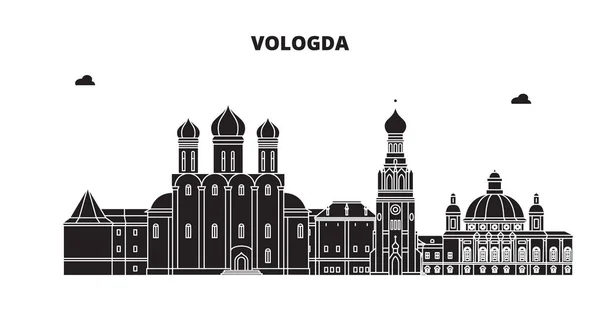 Russia, Vologda. City skyline: architecture, buildings, streets, silhouette, landscape, panorama. Flat line, vector illustration. Russia, Vologda outline design. — Stock Vector