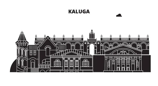 俄罗斯, 卡卢加。城市天际线: 建筑, 建筑, 街道, 剪影, 景观, 全景。平行线, 矢量插图。俄罗斯, 卡卢加轮廓设计. — 图库矢量图片