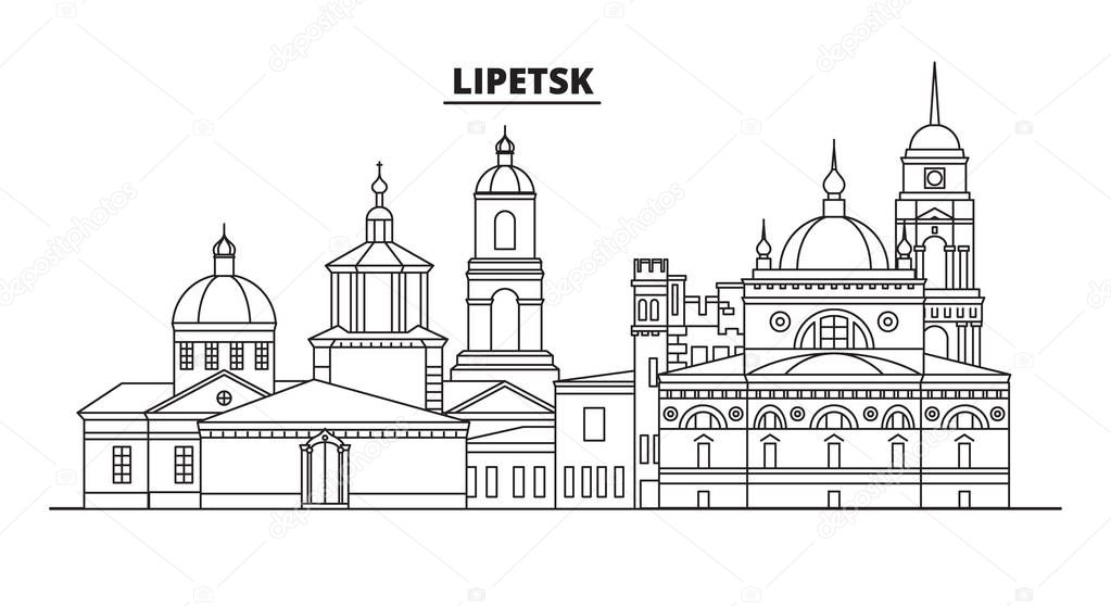 Russia, Lipetsk . City skyline: architecture, buildings, streets, silhouette, landscape, panorama, landmarks. Editable strokes. Flat design, line vector illustration concept. Isolated icons
