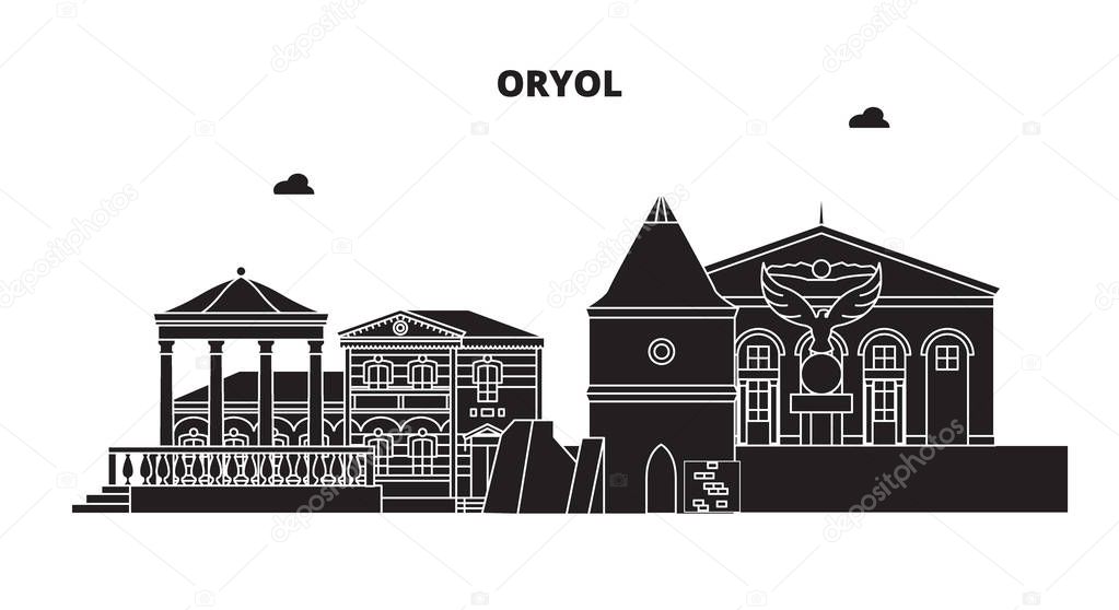 Russia, Oryol. City skyline: architecture, buildings, streets, silhouette, landscape, panorama. Flat line, vector illustration. Russia, Oryol outline design.