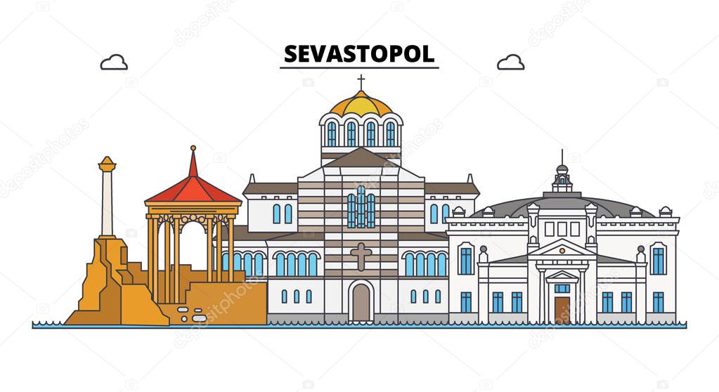 Sevastopol. City skyline: architecture, buildings, streets, silhouette, landscape, panorama. Flat line, vector illustration.