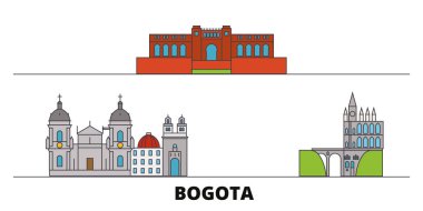 Kolombiya, Bogota simge vektör çizim düz. Kolombiya, Bogota satır şehir ünlü seyahat yerler, manzarası, tasarım ile. 