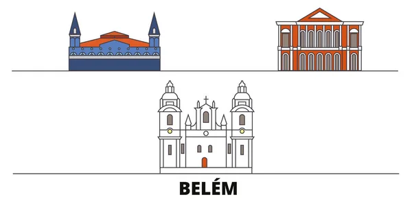 Brazílie, Belem ploché památky vektorové ilustrace. Brazílie, Belem linie město slavných cestovních památky, Panorama, design. — Stockový vektor
