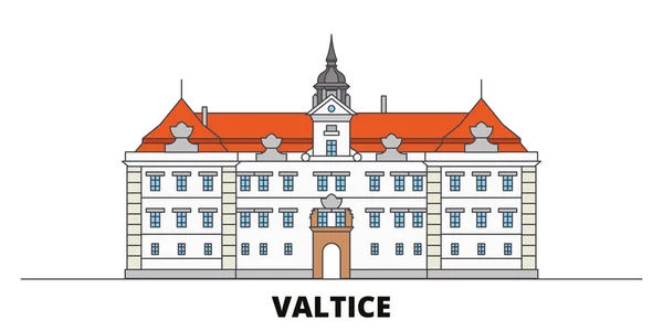 Czech Republic, Valtice flat landmarks vector illustration. Czech Republic, Valtice line city with famous travel sights, skyline, design. — Stock Vector