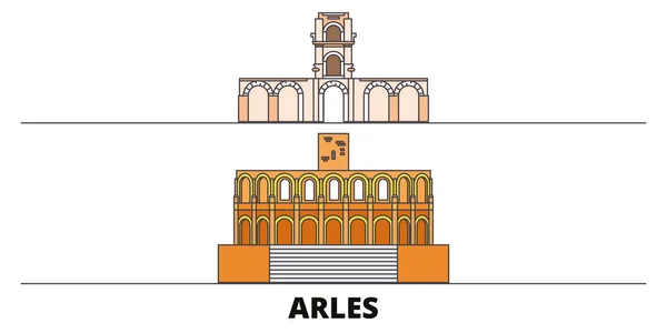 Fransa, Arles simge vektör çizim düz. Fransa, Arles satır şehir ünlü seyahat yerler, manzarası, tasarım ile. — Stok Vektör