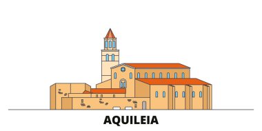 İtalya, Aquileia simge vektör çizim düz. İtalya, Aquileia satır şehir ünlü seyahat yerler, manzarası, tasarım ile. 