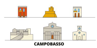 İtalya, Campobasso düz yerlerinden illüstrasyon vektör. İtalya, Campobasso satır şehir ünlü seyahat yerler, manzarası, tasarım ile. 