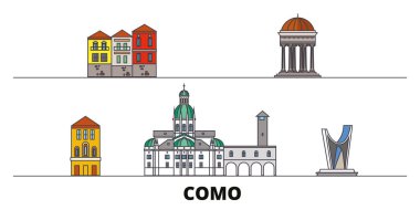 İtalya, Como simge vektör çizim düz. İtalya, Como satır şehir ünlü seyahat yerler, manzarası, tasarım ile. 