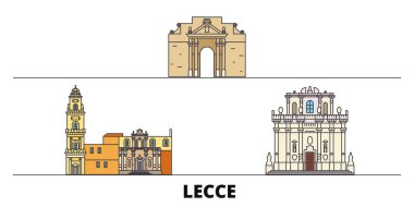 İtalya, Lecce simge vektör çizim düz. İtalya, Lecce satır şehir ünlü seyahat yerler, manzarası, tasarım ile. 