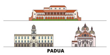 İtalya, Padua simge vektör çizim düz. İtalya, Padua satır şehir ünlü seyahat yerler, manzarası, tasarım ile. 