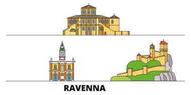İtalya, Ravenna simge vektör çizim düz. İtalya, Ravenna satır şehir ünlü seyahat yerler, manzarası, tasarım ile. 