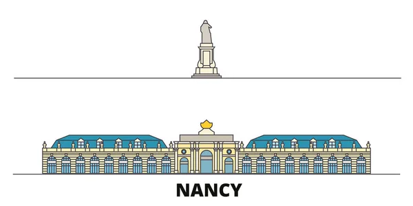 França, Nancy Landmark marcos planos ilustração vetorial. França, Nancy Landmark cidade com pontos turísticos de viagens famosas, horizonte, design . —  Vetores de Stock