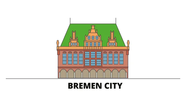 Németország, Bréma város lapos tereptárgyak vektoros illusztráció. Németország, Bremen City vonal város híres utazási látnivalók, városkép, design. — Stock Vector