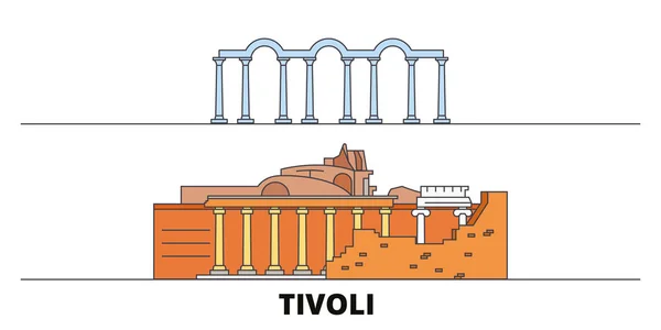 İtalya, Tivoli, Villa Adriana düz yerlerinden illüstrasyon vektör. İtalya, Tivoli, Villa Adriana şehir ünlü seyahat yerler, manzarası, tasarım ile line. — Stok Vektör