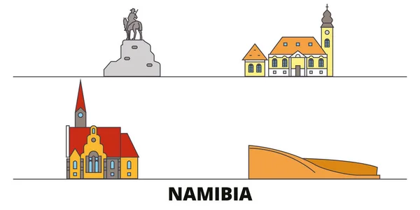 Намібія пам'ятки плоских Векторні ілюстрації. Намібія лінія місто з відомих туристичних пам'яток, skyline, дизайн. — стоковий вектор
