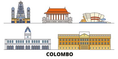 Sri Lanka, Colombo simge vektör çizim düz. Sri Lanka, Colombo satır şehir ünlü seyahat yerler, manzarası, tasarım ile. 