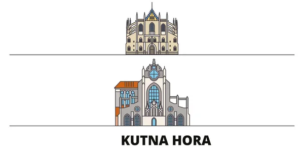 Czech Republic, Kutna Hora flat landmarks vector illustration. República Checa, Kutna Hora ciudad con lugares de interés turístico famosos, horizonte, diseño . — Vector de stock