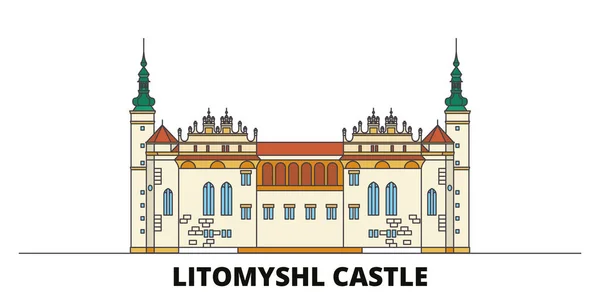 Tschechische Republik, Schloss Litomysl flache Landmarken Vektorillustration. Tschechische Republik, litomysl Burglinie Stadt mit berühmten Reisesehenswürdigkeiten, Skyline, Design. — Stockvektor