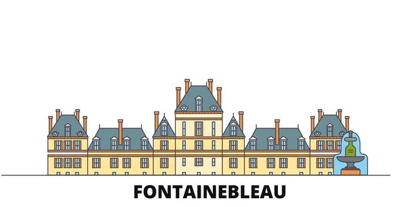 France, Fontainebleau Illustration vectorielle de points de repère plats. France, Fontainebleau Ville historique avec sites touristiques célèbres, skyline, design . — Image vectorielle