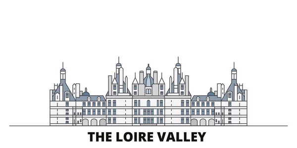 France, La vallée de la Loire repères plats illustration vectorielle. France, Vallée de la Loire ville avec des sites touristiques célèbres, skyline, design . — Image vectorielle