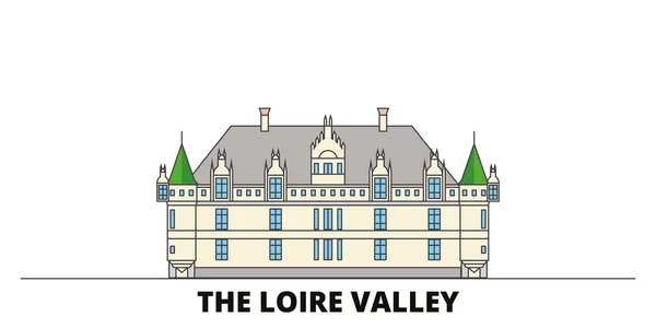 France, The Loire Valley Landmark flat landmarks vector illustration. France, The Loire Valley Landmark line city with famous travel sights, skyline, design. — Stock Vector