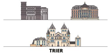 Almanya, Trier simge vektör çizim düz. Almanya, Trier satır şehir ünlü seyahat yerler, manzarası, tasarım ile. 