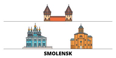 Rusya, Smolensk simge vektör çizim düz. Rusya, Smolensk satır şehir ünlü seyahat yerler, manzarası, tasarım ile. 