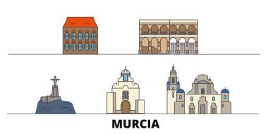 İspanya, Murcia simge vektör çizim düz. İspanya, Murcia satır şehir ünlü seyahat yerler, manzarası, tasarım ile. 