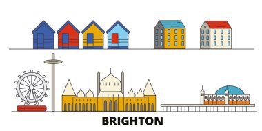 İngiltere, Brighton düz yerlerinden illüstrasyon vektör. İngiltere, Brighton hattı şehir ünlü seyahat yerler, manzarası, tasarım ile. 