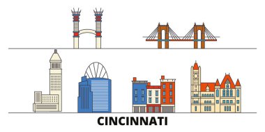 United States, Cincinnati flat landmarks vector illustration. United States, Cincinnati line city with famous travel sights, skyline, design.  clipart