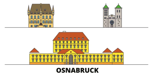 Alemania, Osnabruck plana monumentos vector ilustración. Alemania, Osnabruck ciudad línea con lugares de interés turístico famosos, horizonte, diseño . — Vector de stock