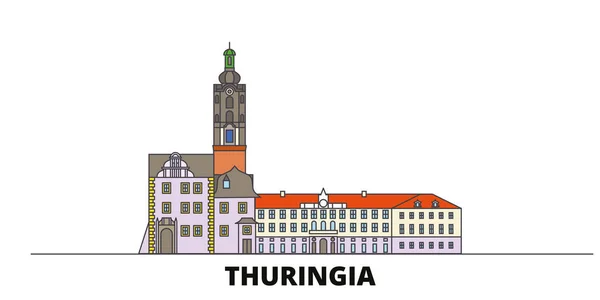 Allemagne, Thuringe repères plats illustration vectorielle. Allemagne, Thuringe line city avec des sites touristiques célèbres, skyline, design . — Image vectorielle