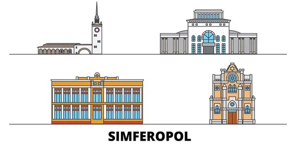 Simferopol Platta Landmärken Vektor Illustration Simferopol Linje Stad Med Berömda — Stock vektor