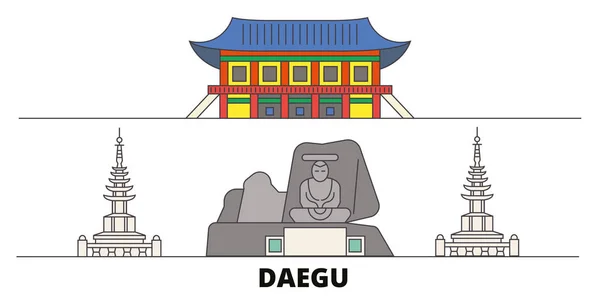 Corea del Sur, Daegu plana hito vector ilustración. Corea del Sur, Daegu ciudad con lugares de interés turístico famosos, horizonte, diseño . — Vector de stock