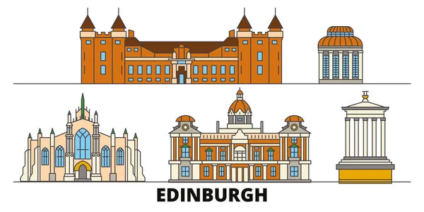 United Kingdom, Edinburgh flat landmarks vector illustration. United Kingdom, Edinburgh line city with famous travel sights, skyline, design. — Stock Vector