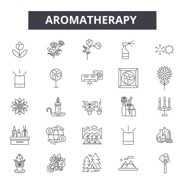 Web ve mobil tasarım için Aromatheraphy satır simgeler. Düzenlenebilir kontur işaretler. Aromatheraphy anahat konsept çizimler