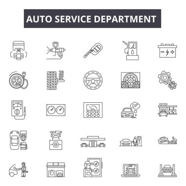 Otomatik hizmet bölümü çizgi simgeleri web ve mobil tasarım için. Düzenlenebilir kontur işaretler. Otomatik hizmet bölümü anahat konsept çizimler