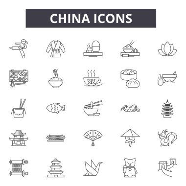 China line icons for web and mobile design. Editable stroke signs. China  outline concept illustrations clipart