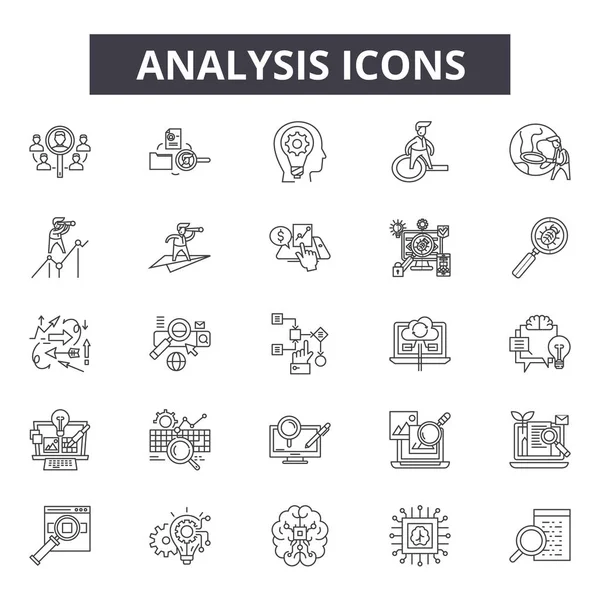 Iconos de línea de análisis para diseño web y móvil. Signos editables. Análisis esbozar ilustraciones conceptuales — Archivo Imágenes Vectoriales