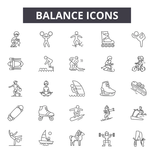 Iconos de línea de equilibrio para diseño web y móvil. Signos editables. Equilibrio esquema concepto ilustraciones — Archivo Imágenes Vectoriales
