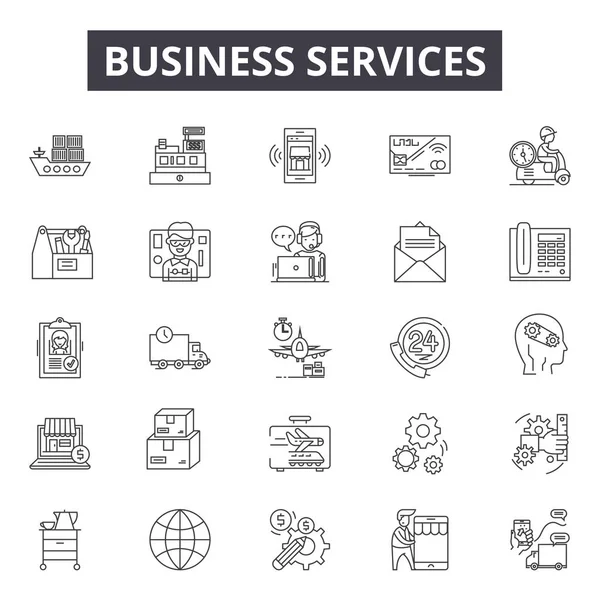 Icônes de ligne de services aux entreprises pour le web et le design mobile. Signes d'AVC modifiables. Les services aux entreprises esquissent des illustrations — Image vectorielle