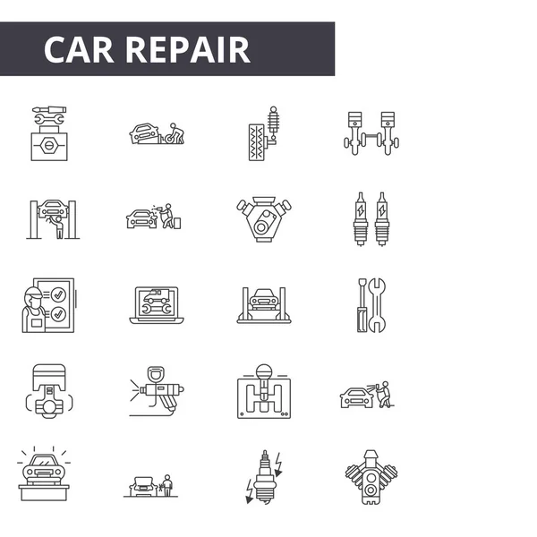 車修理ライン アイコン web とモバイル設計のため。編集可能な脳卒中の兆候。車修理概要コンセプト イラスト — ストックベクタ