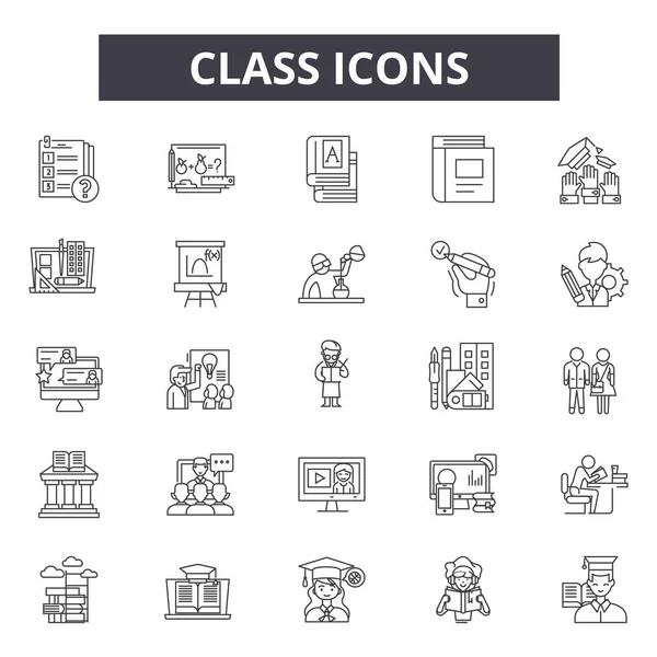 Iconos de línea de clase para diseño web y móvil. Signos editables. Esquema de clase ilustraciones conceptuales — Vector de stock