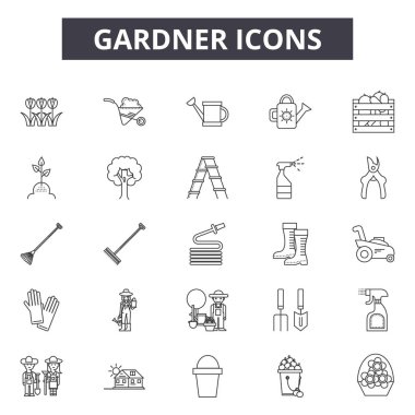 Web ve mobil tasarım için Gardner satır simgeler. Düzenlenebilir kontur işaretler. Gardner anahat konsept çizimler