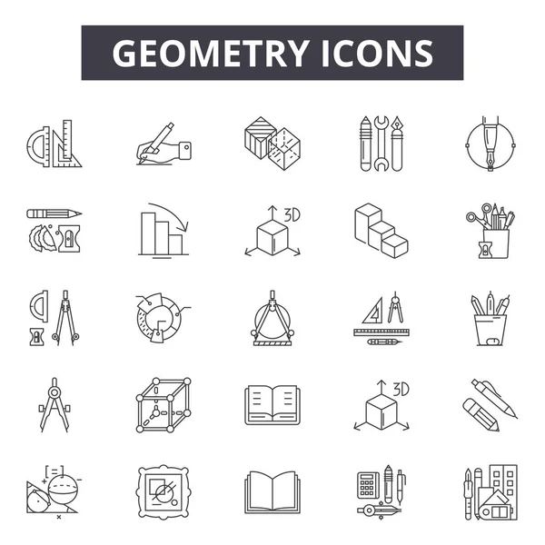 Iconos de línea de geometría para diseño web y móvil. Signos editables. Geometría esbozar ilustraciones conceptuales — Vector de stock