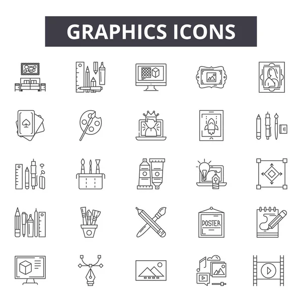 Ícones de linha de gráficos para web e design móvel. Sinais editáveis de acidente vascular cerebral. Gráficos esboço conceito ilustrações —  Vetores de Stock