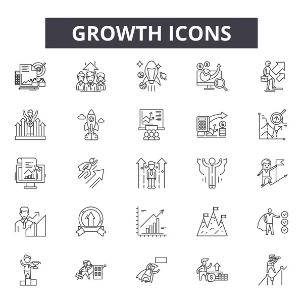 Icone della linea di crescita per web e mobile design. Segnali di ictus modificabili. Illustrazioni del concetto di crescita — Vettoriale Stock
