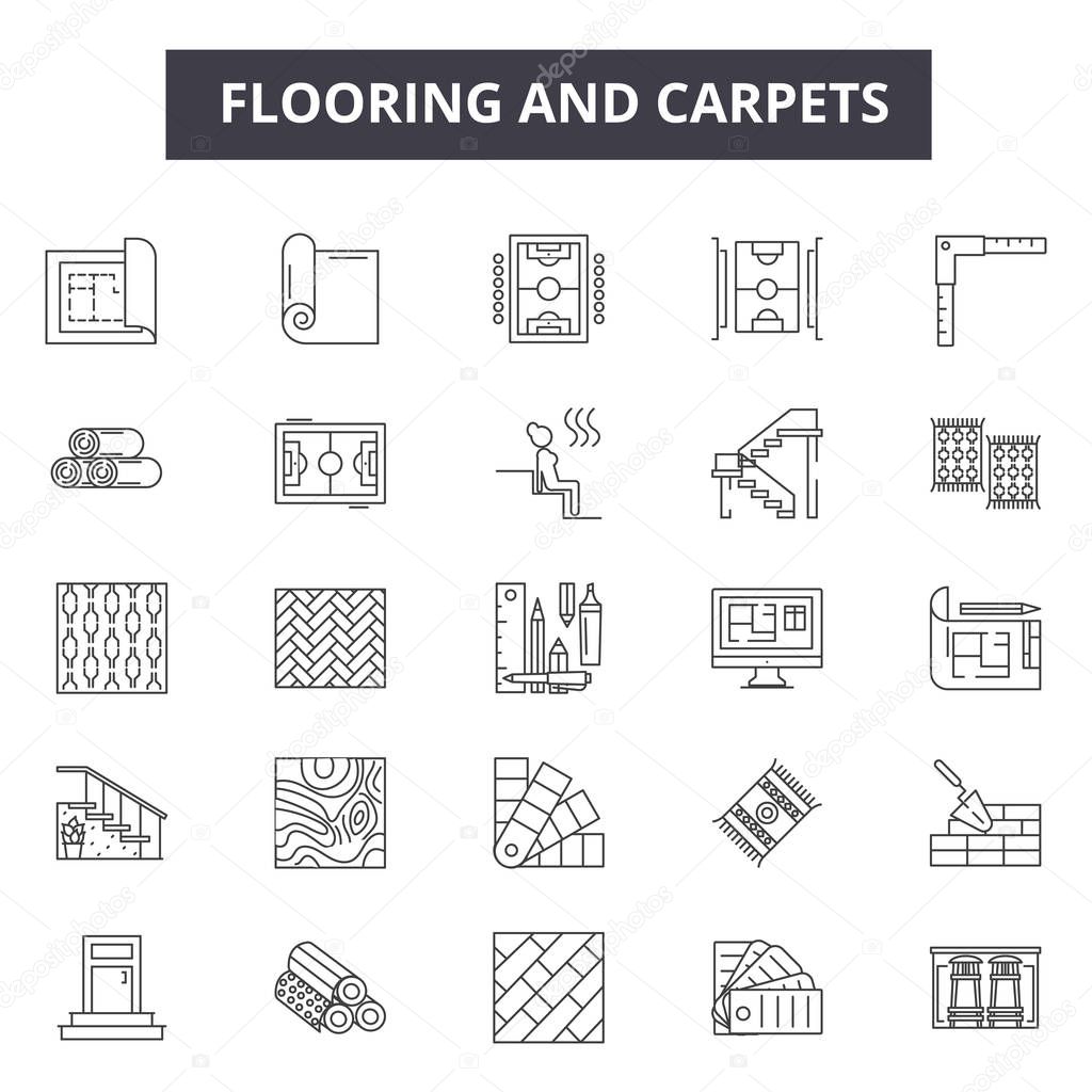 Flooring and carpets line icons for web and mobile design. Editable stroke signs. Flooring and carpets  outline concept illustrations